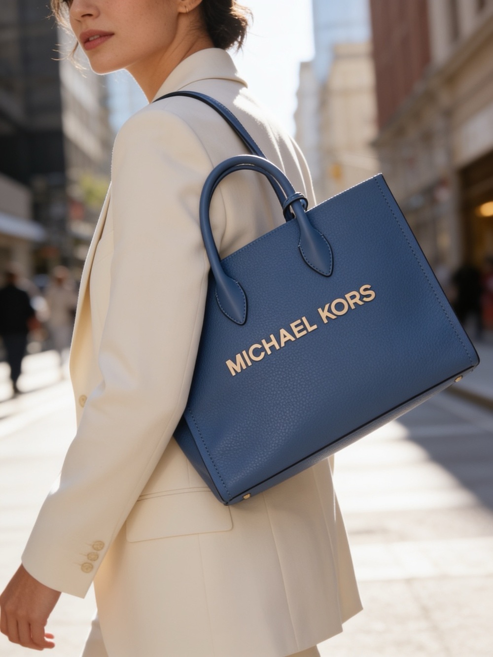 NWT Michael Kors Mirella Medium East West Pebbled Leather Tote Bag in South Paci - Picture 6 of 6